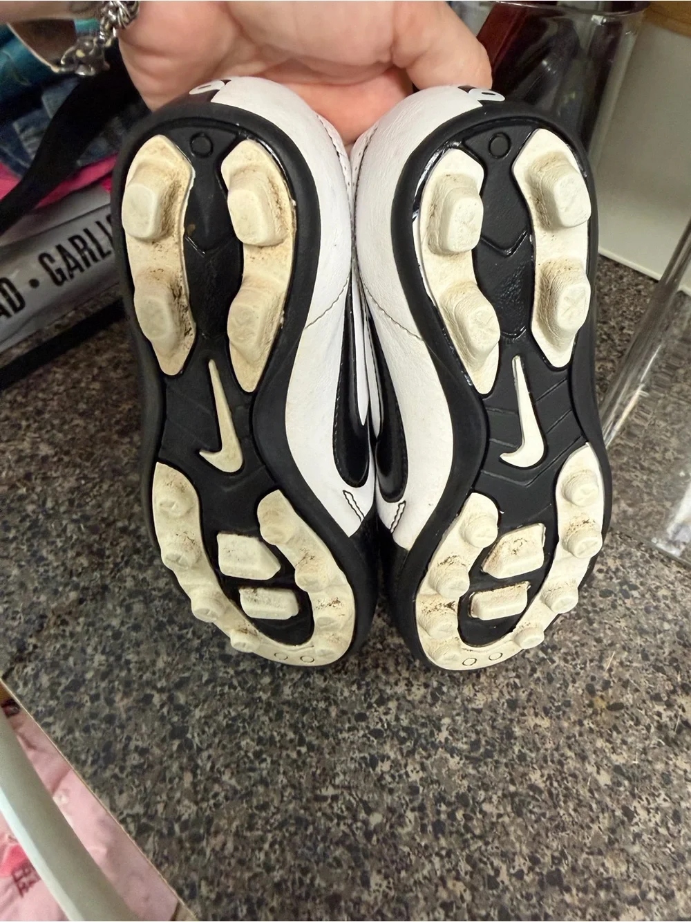 Nike Black and White Quilted Cleats Soccer Shoes sz 13 youth